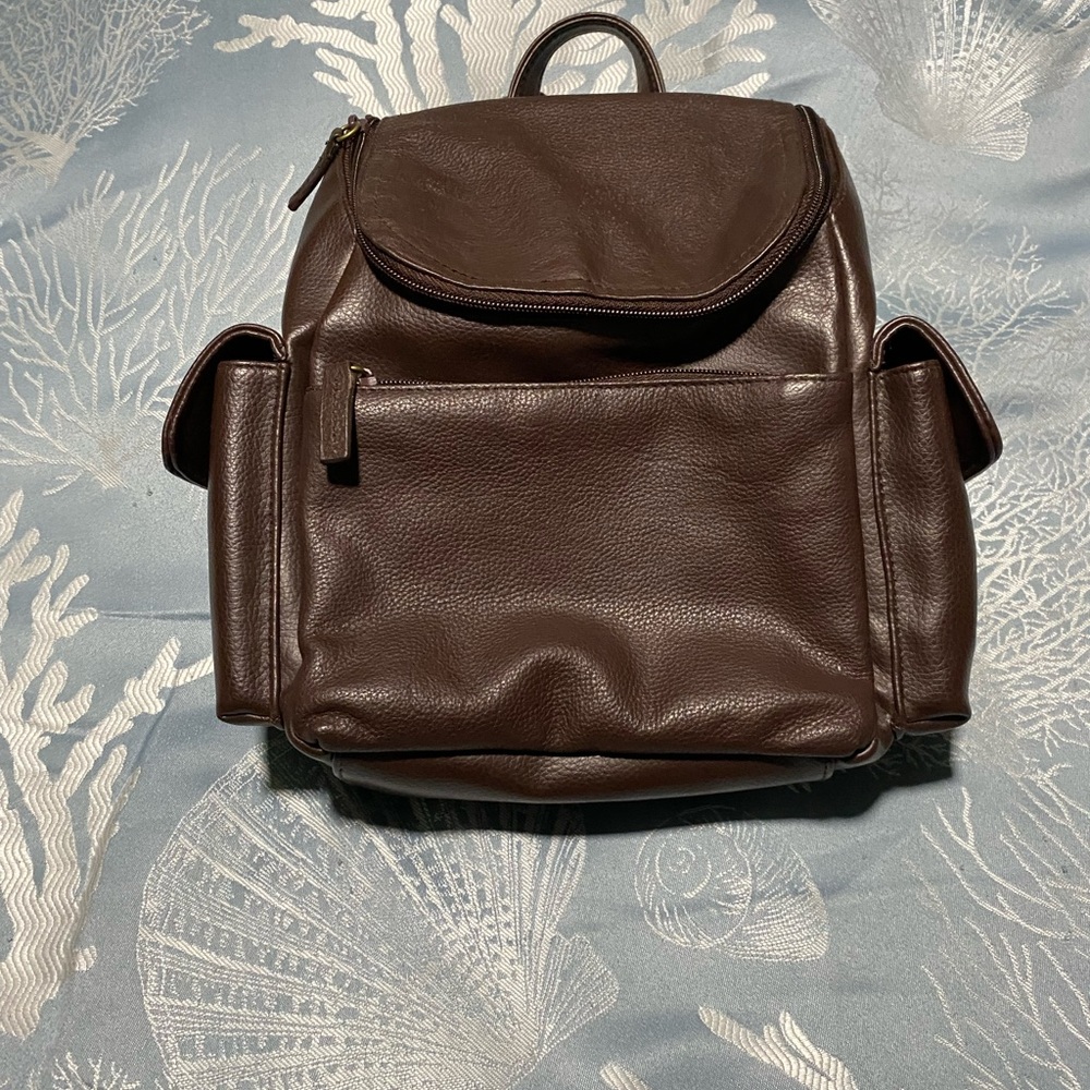 Elegant Brown Leather Women's Backpack